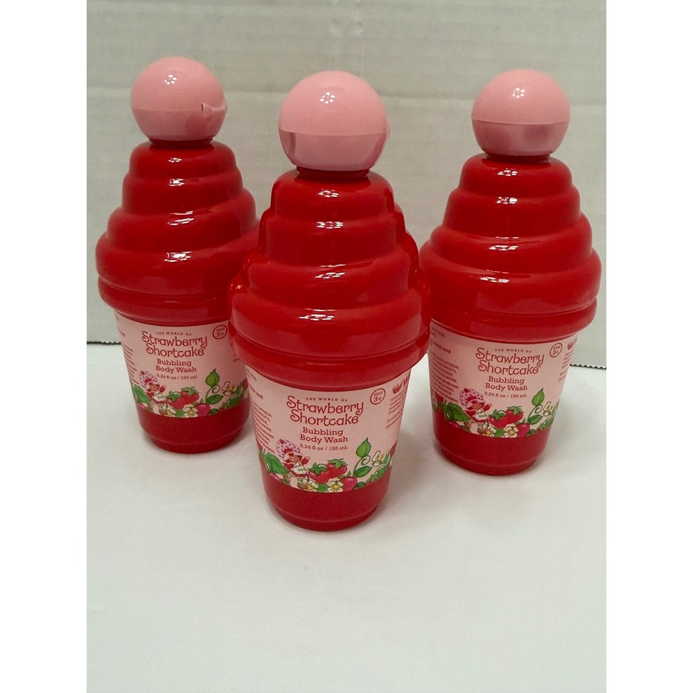 Strawberry Shortcake Bubblingā Body Wash Ice Cream Cone Shape 5.24oz 3 Pack Red